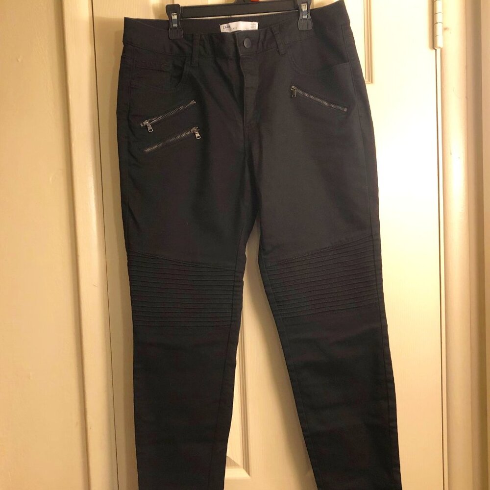 Zara Moto Skinny Zippered Jeans